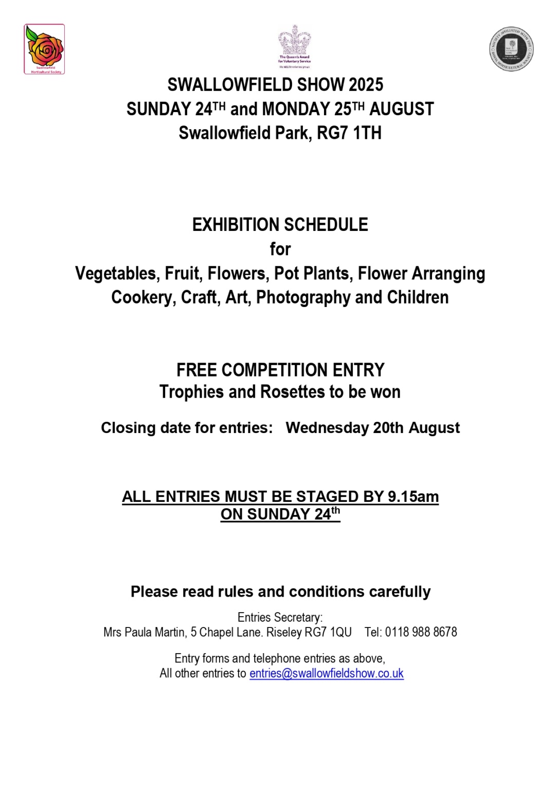 2025 Competition Classes | The Swallowfield Show